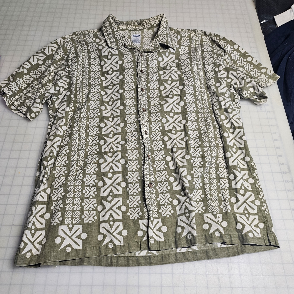 Old Navy Olive and White Casual Button Down Shirt